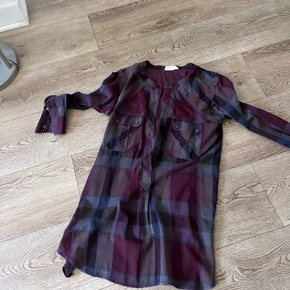 Shirt dress check Burgundy